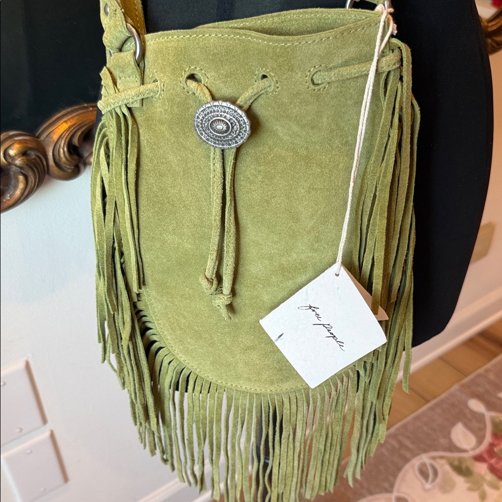 Free People Calamaty Fringe Olive Crossbody Bag - Picture 2 of 4